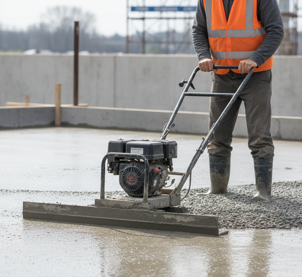 A concrete patio being built by an specialist