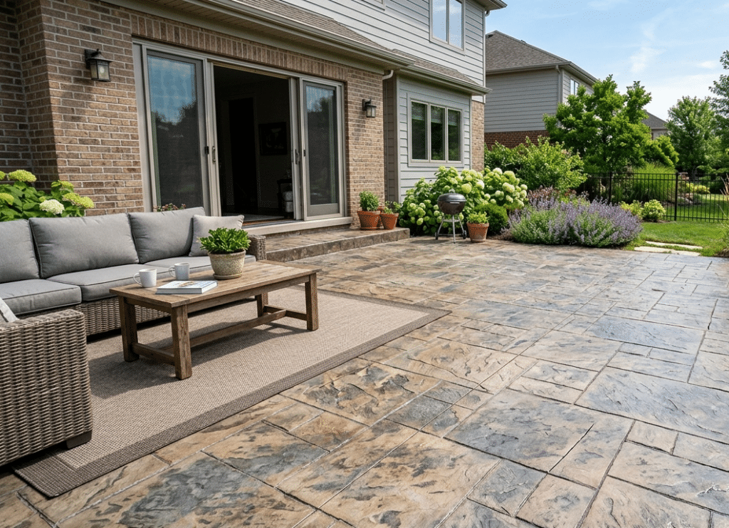 concrete stamped work on a home patio