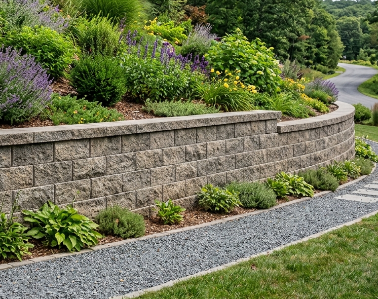 concrete retaining wall, built by professionals