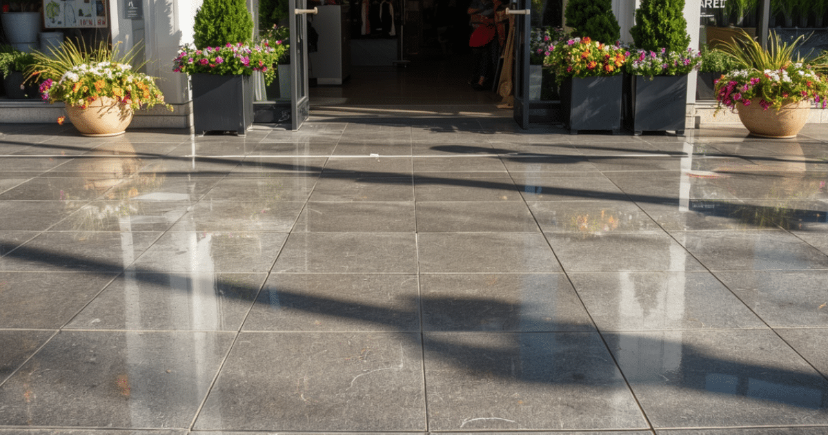 Commercial entrance after a new walkway installed