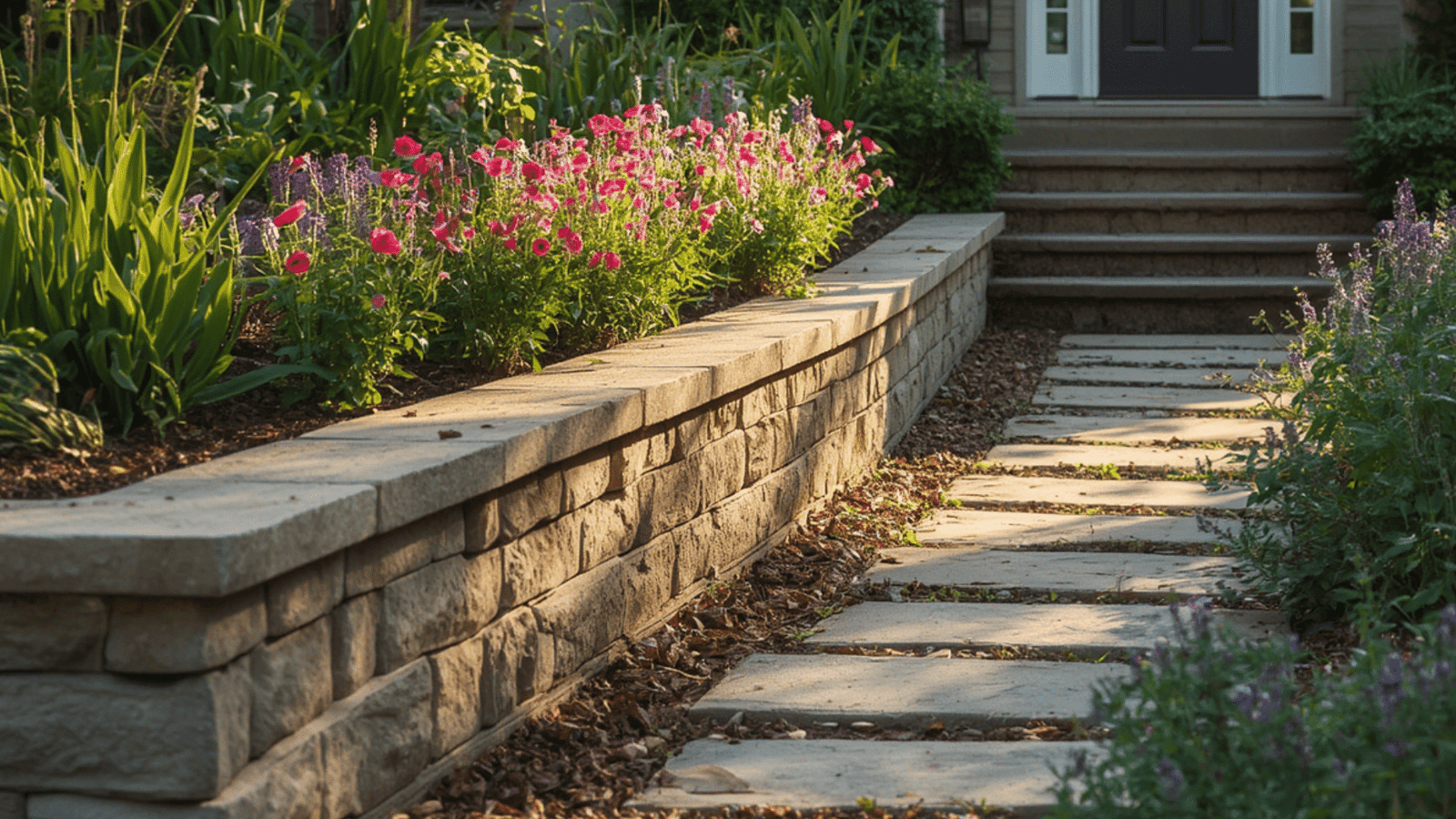 Retaining wall built by experts of Stamped Concrete FW