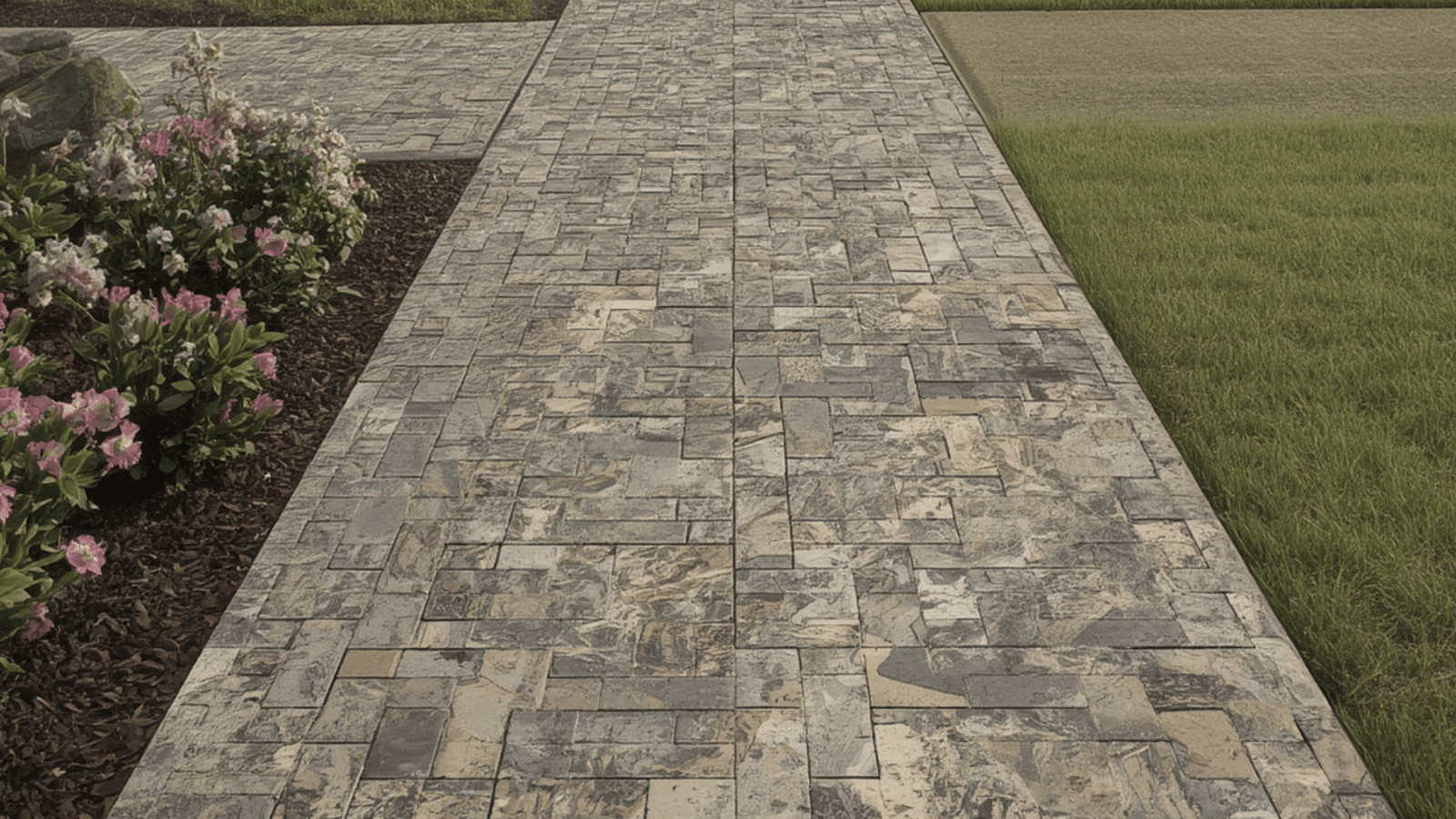 stamped concrete sidewalk built by experts