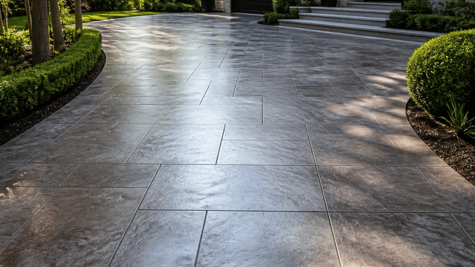 Stamped concrete driveway built by experts from Stamped Concrete FW
