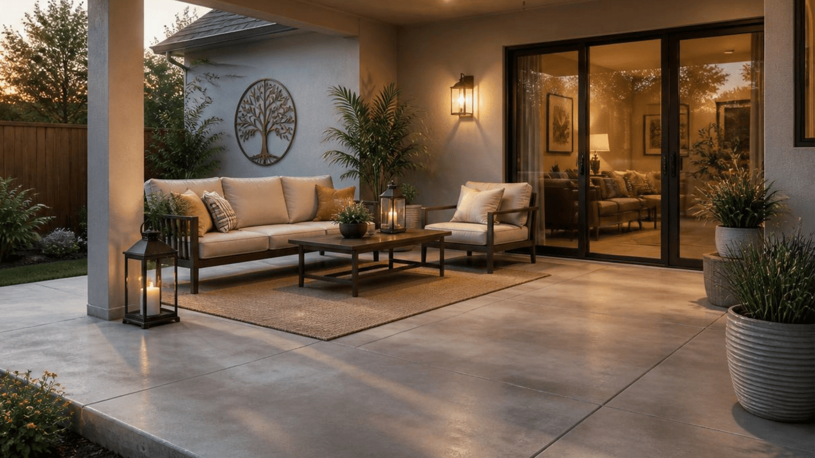 Concrete patio built by experts in a home