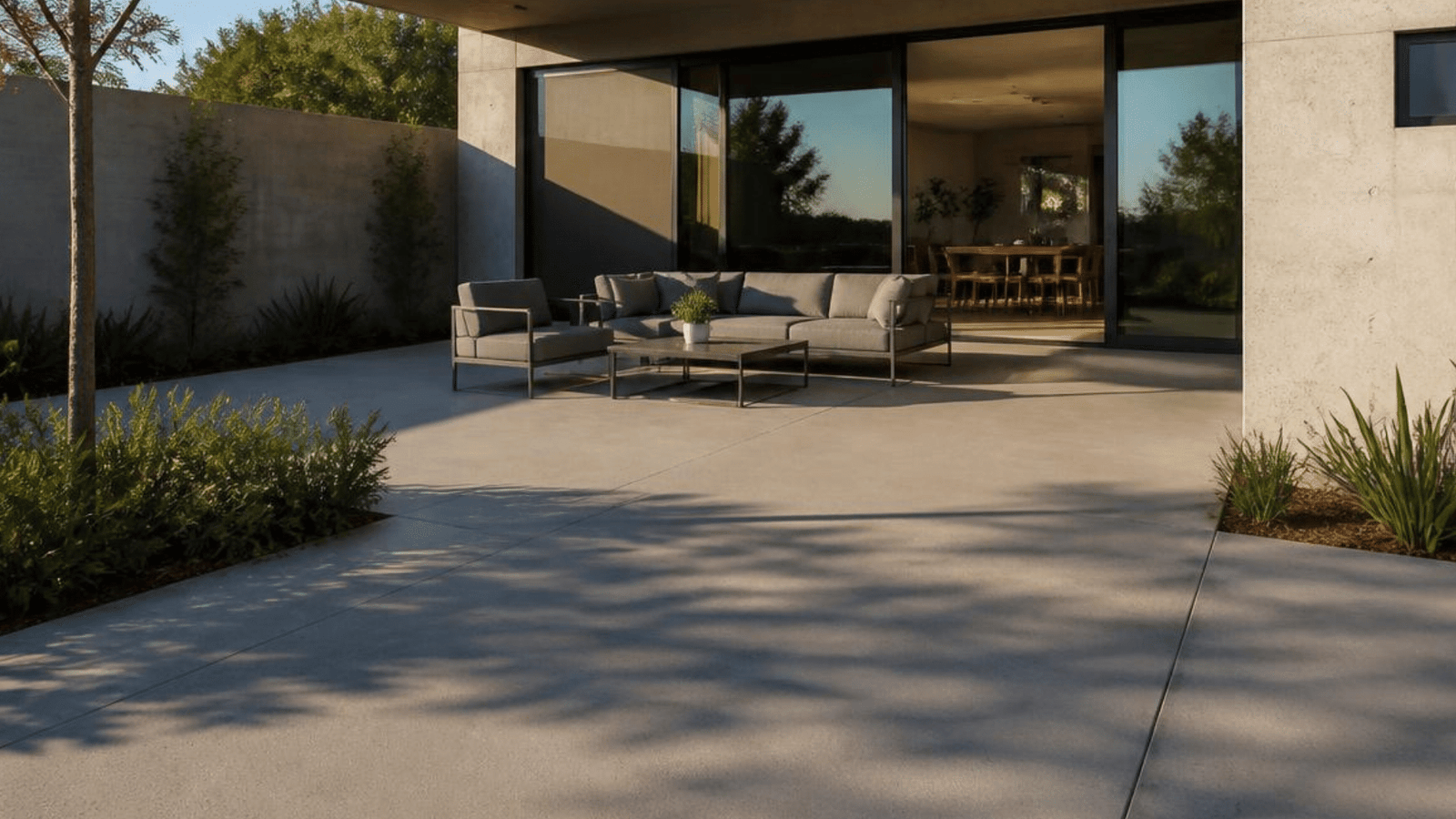 Concrete patio, pristine and ready to be used